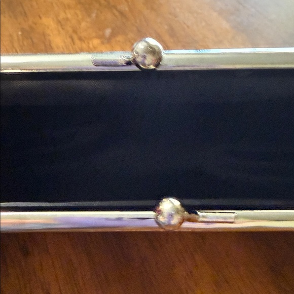 Gold and Black Sparkles Fleur de Lis Clutch Bag mini Gold NEW Silver Chain purse - Picture 2 of 2